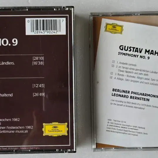 [BUNJANG] Herbert von Karajan &amp; Leonard Bernstein - Mahler Symphony No. 9 (2 CD Set) / 베를린 필 카라얀 &amp; 번스타인 - 말러 교향곡 9번 명연주 2종 CD ( DG )