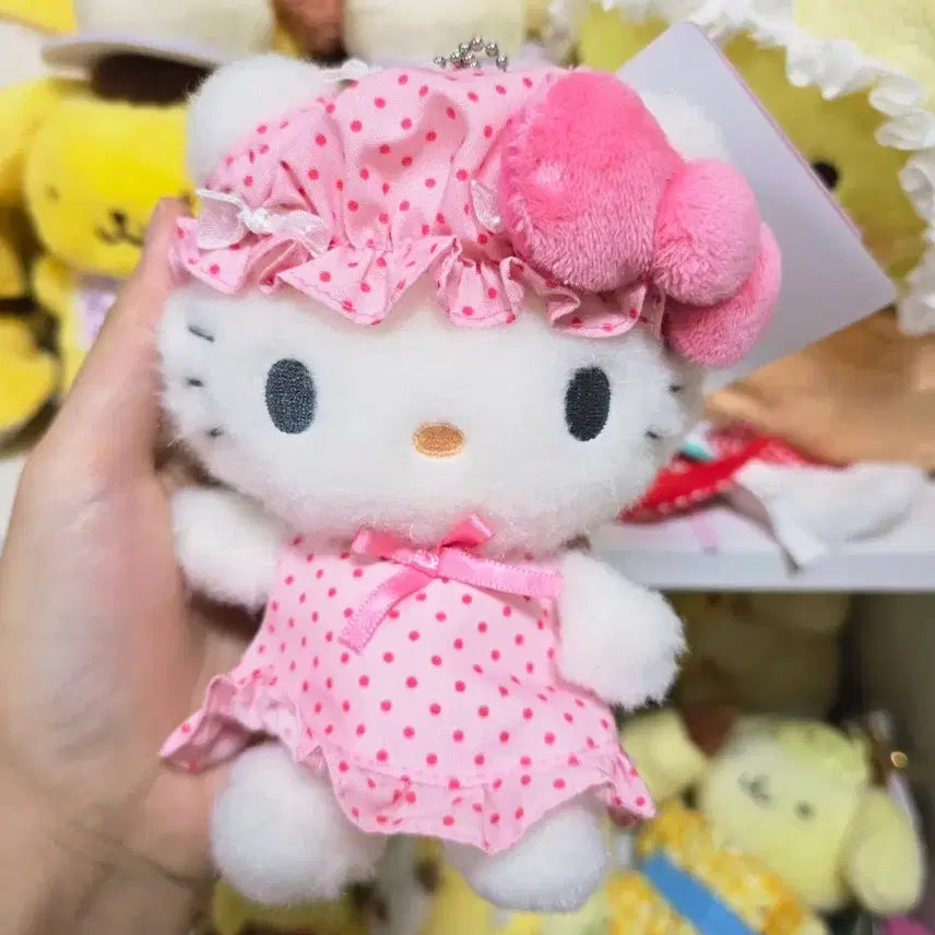 [BUNJANG] Sanrio Nakajima Nightcap Pajama Hello Kitty Mascot Doll Keyring / 산리오 나카지마 나이트캡 파자마 헬로키티 키티 마스코트 인형 키링