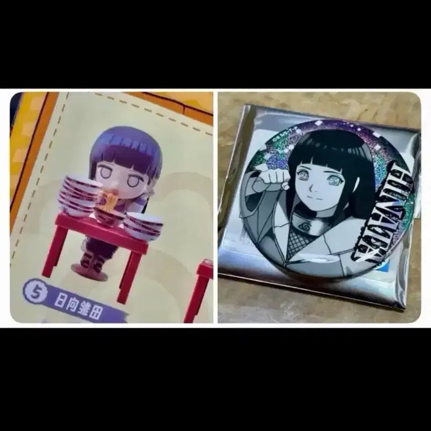 [BUNJANG] Naruto Hyuga Hinata Ramen Glitter Badge Bundle Set / 일괄) 나루토 휴우가 히나타 일락라멘 피규어 글리터 뱃지 새상품