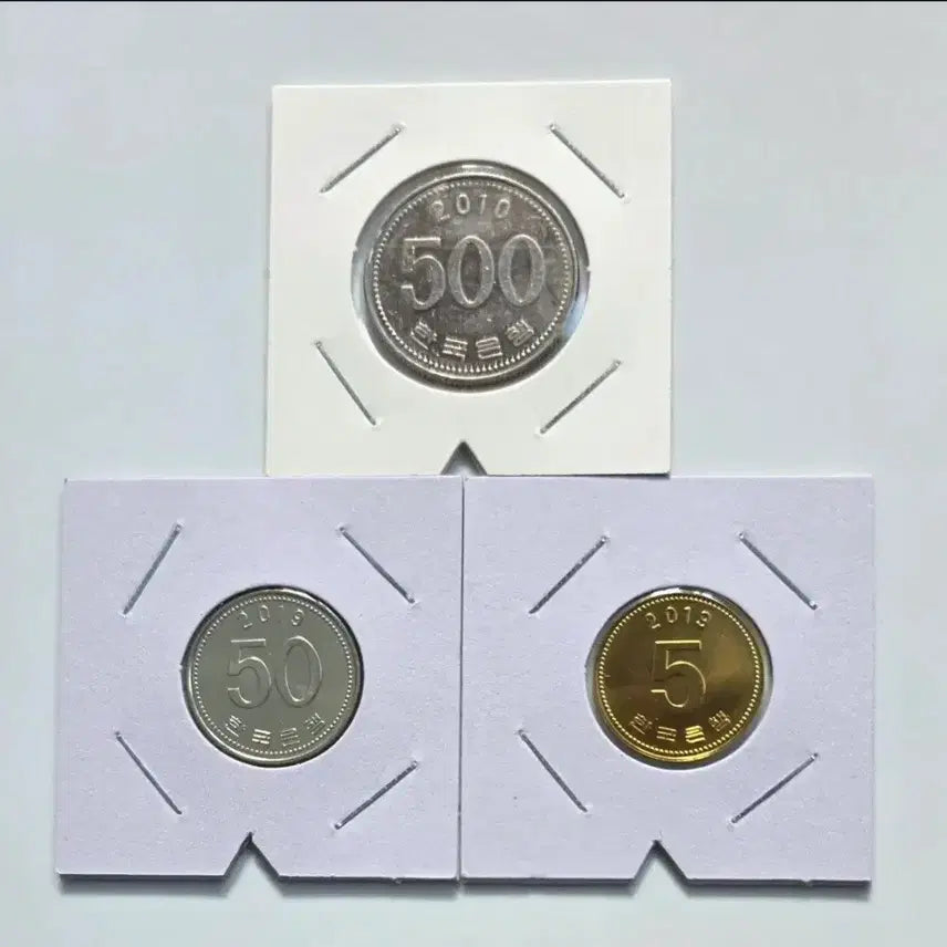 [BUNJANG] 180 Degree Rotation Error Coin Set (2010, 2019) / ((예약))500원 180도 회전에러 2019년 50원 5원 미사용
