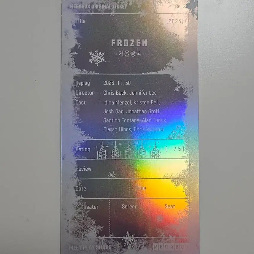[BUNJANG] Megabox Original Ticket (OT) - Frozen / 메가박스 오리지널 티켓 (오티) : 겨울왕국