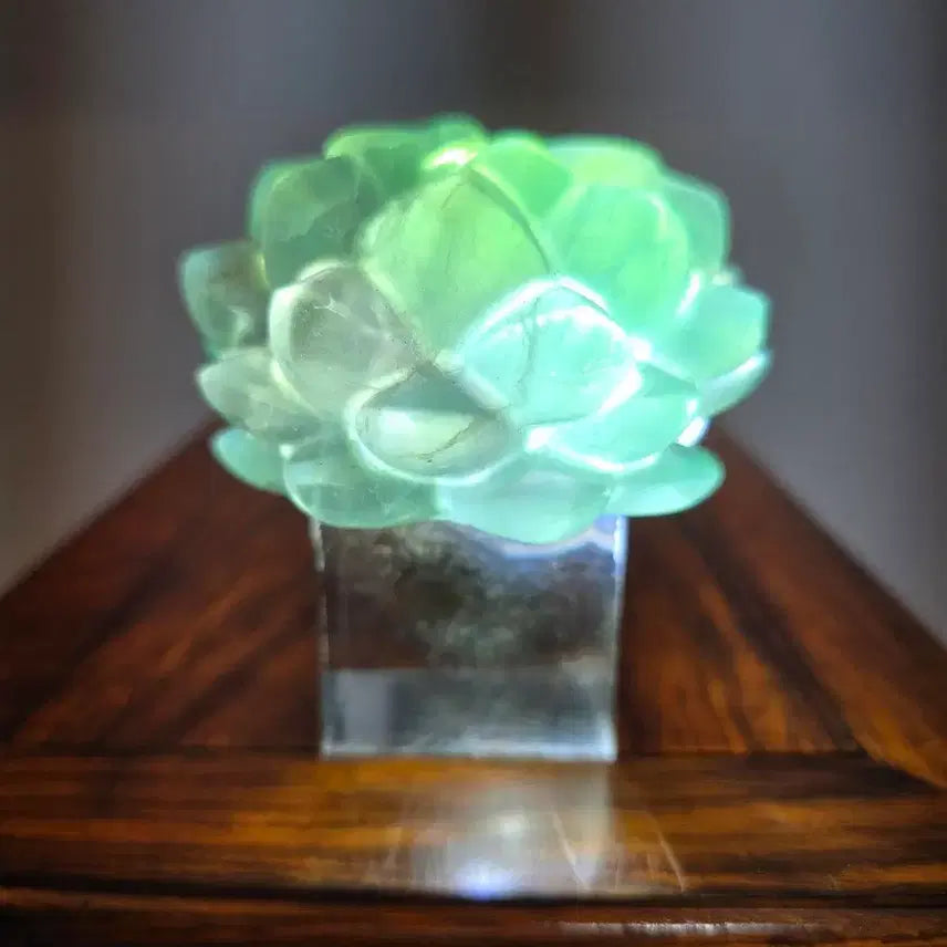 [BUNJANG] Pyrite Floor Light with Lotus Mineral Stone / 26080503 좋은 기운을 내뿜는 형석 플로어라이트 연꽃 광물 수석 팝니다
