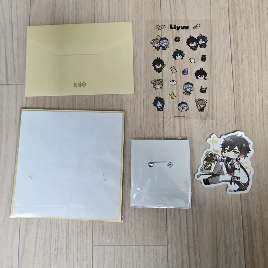 [BUNJANG] Genshin Impact Zhongli Birthday Can Badge + Sticker Set / 원신 종려 생일 캔뱃지 + 스티커 굿즈 일괄