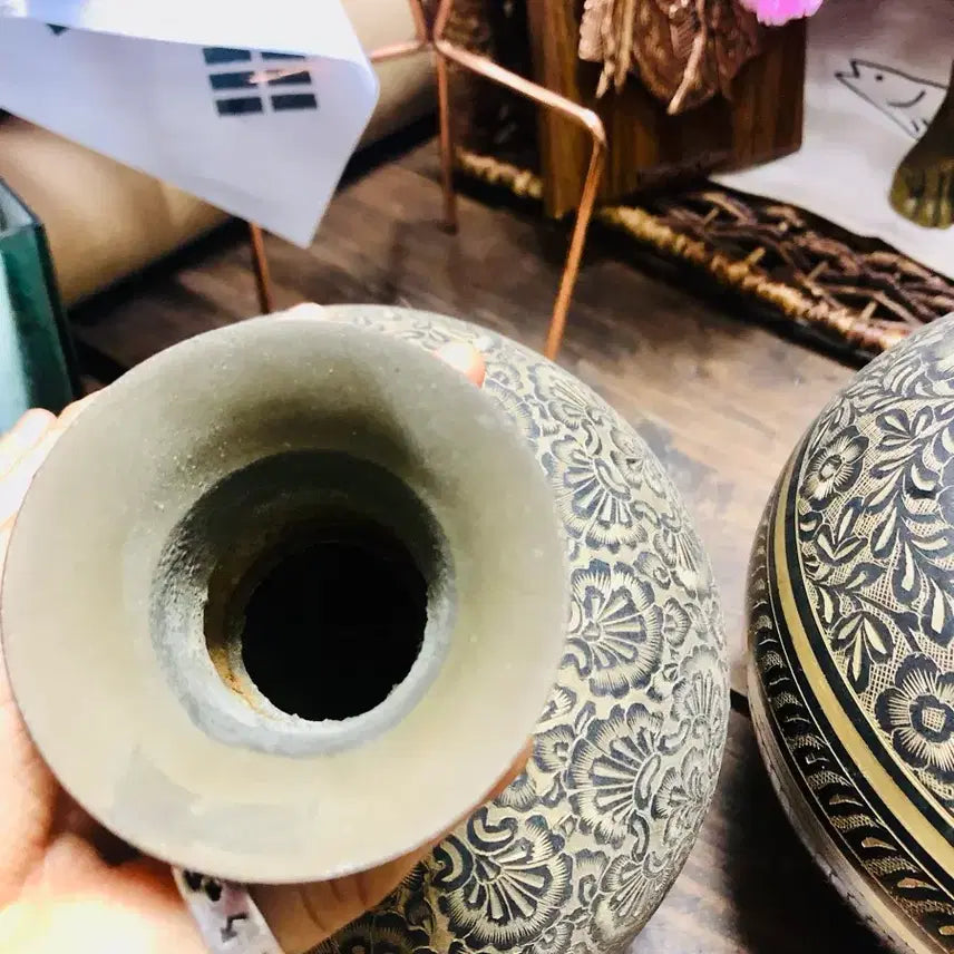 [BUNJANG] Handmade Engraved Copper Vase Interior Decor 21 * 14 / 수제 음각 카퍼 구리 화병 인테리어 장식 21 * 14