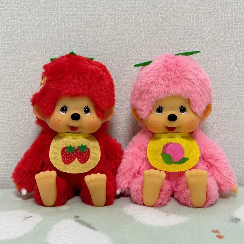 [BUNJANG] Monchhichi Fruit Series Strawberry &amp; Peach Bundle Set / 과일 시리즈 딸기&amp;복숭아 몬치치 일괄판매