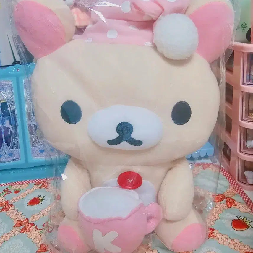 [BUNJANG] San-X Rilakkuma Pajama Mug Cup with Korilakkuma Figure / 고전 산엑스 리락쿠마 파자마 머그컵 코리락쿠마 인형