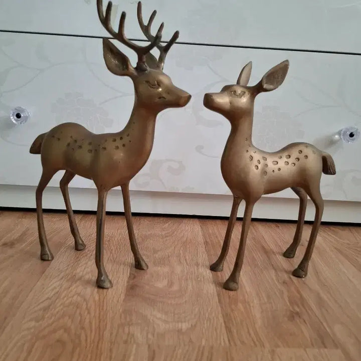 [BUNJANG] Brass Deer Pair (Male 29cm, Female 24cm) / 황동 사슴 암수 2개 (높이29,24)