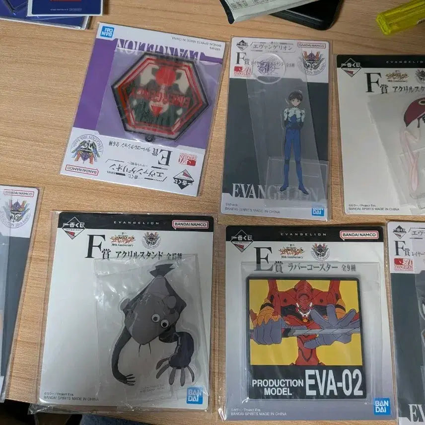 [BUNJANG] Evangelion E &amp; F Prize Bundle Acrylic Stand &amp; Rubber Charm Set / 에반게리온 E,F상 일괄