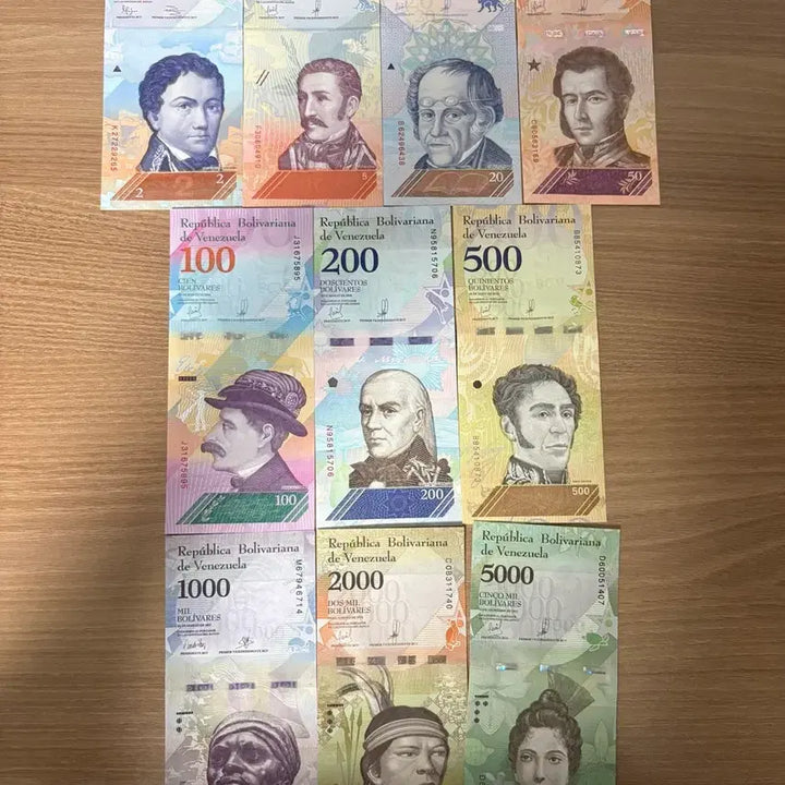 [BUNJANG] Venezuela 10 Different Banknotes (Uncirculated) / 베네수엘라 지폐 10종 (미사용)