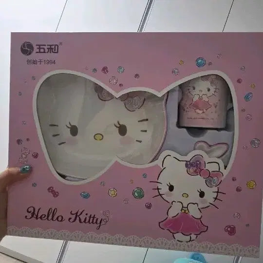 [BUNJANG] Hello Kitty Pink Dining Set &amp; Merchandise Bundle / 헬로키티 식기 세트 핑크&amp; 키티 굿즈모음