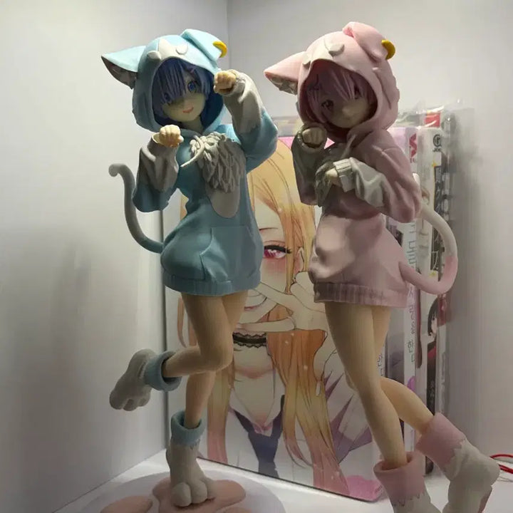 [BUNJANG] SEGA Re:Zero Ram &amp; Rem Cat Hoodie Figure Bundle Set / [일괄가격] 세가 리제로 렘 람 고양이 후드 피규어