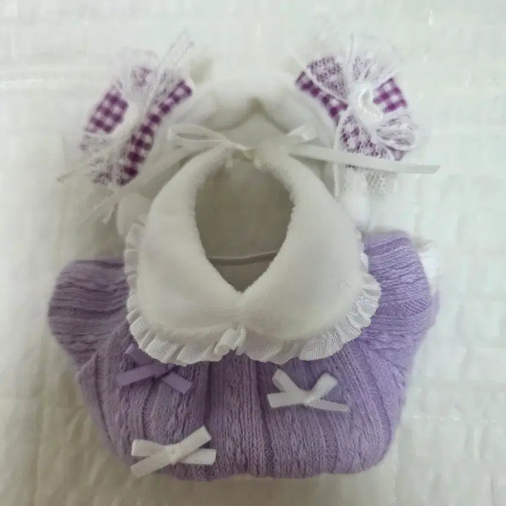 [BUNJANG] Lemoran Ribbon Bear 10cm Doll Clothes - Purple / 레모란 리본 곰돌이 보라색 10cm 인형옷 10깅옷