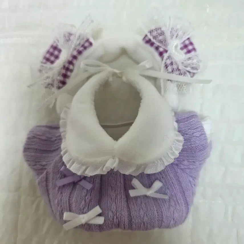 [BUNJANG] Lemoran Ribbon Bear 10cm Doll Clothes - Purple / 레모란 리본 곰돌이 보라색 10cm 인형옷 10깅옷