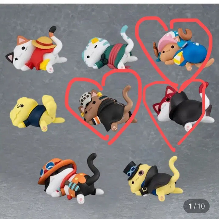 [BUNJANG] Megahouse One Piece NyangPiece Nyang Chalsak Figure Set (Law, Chopper, Shanks) / 일괄 메가하우스 원피스 냥피스냥 찰싹 냥피스 피규어 메가캣 로우 쵸파 샹크스