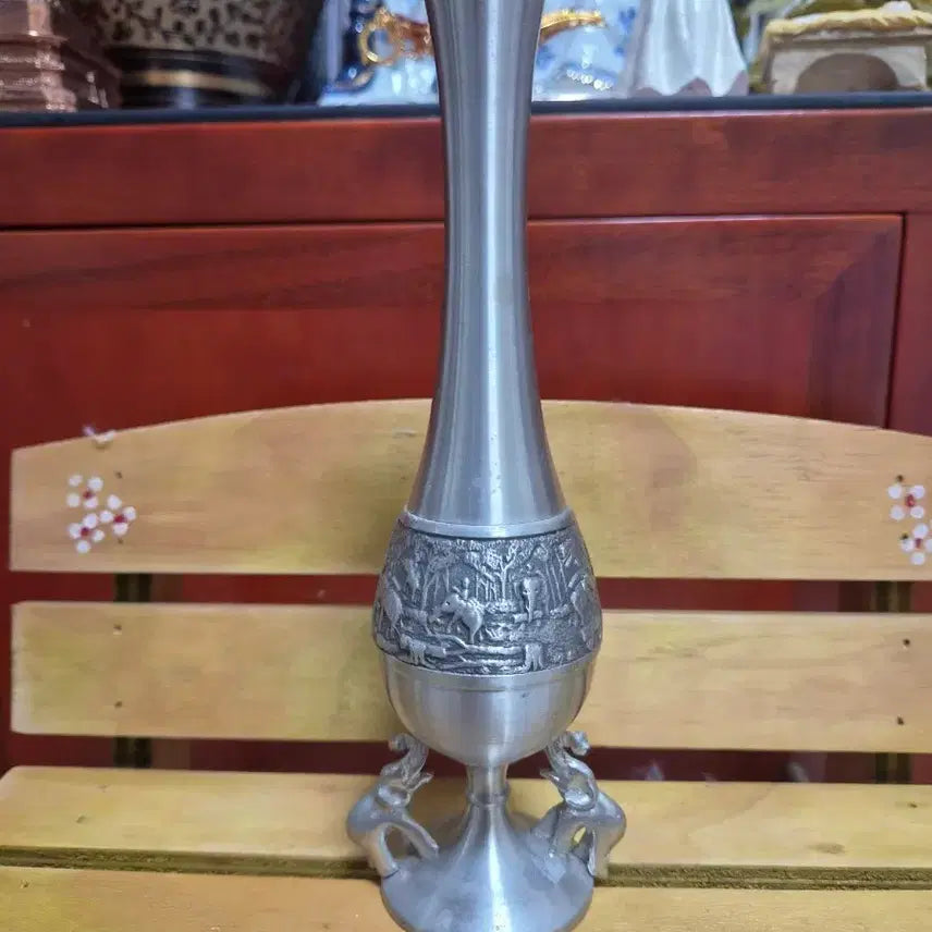 [BUNJANG] Thai Pewter Mini Vase with Elephant Motif / 태국 퓨터 미니화병 장식품