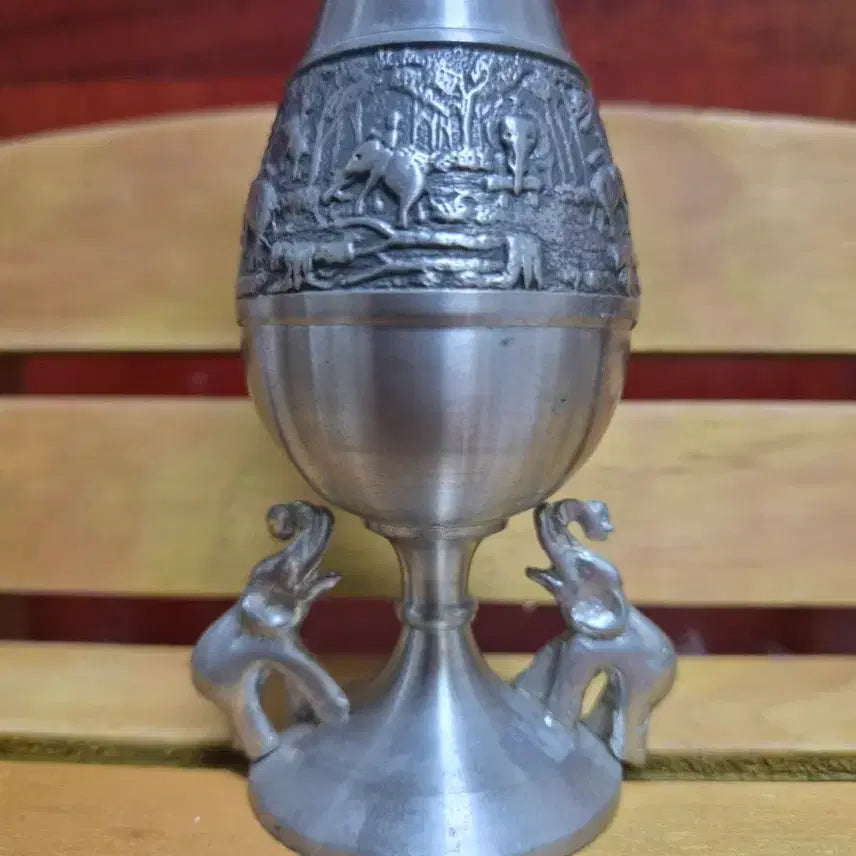 [BUNJANG] Thai Pewter Mini Vase with Elephant Motif / 태국 퓨터 미니화병 장식품