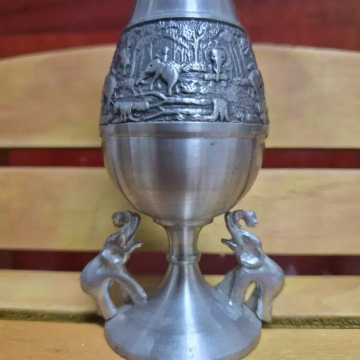 [BUNJANG] Thai Pewter Mini Vase with Elephant Motif / 태국 퓨터 미니화병 장식품