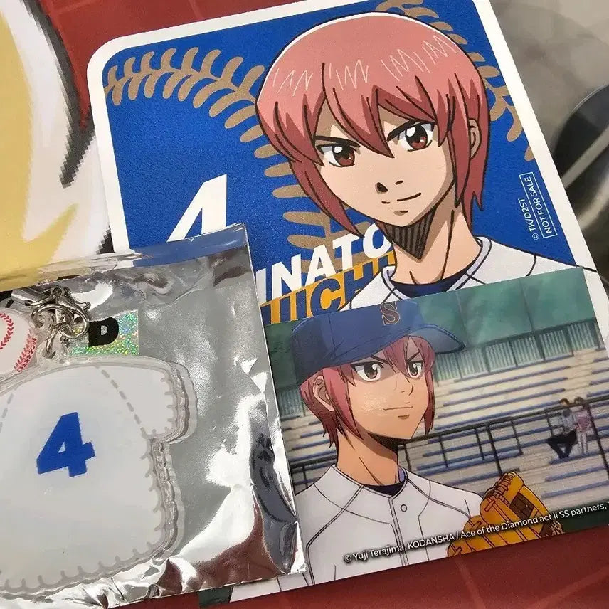 [BUNJANG] Daiya no Ace (Diamond Ace) Haruichi Collaboration Merchandise Keychain, Coaster, Sticker Bundle / 다이에이 콜라보 하루이치 굿즈 판매