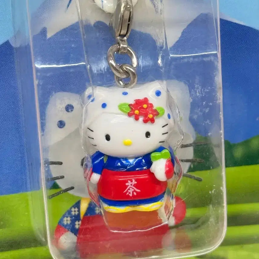 [BUNJANG] 2001 Shizuoka Limited Classic Hello Kitty Tea Girl Strap Keychain / 2001 시즈오카 한정 고전 키티 스트랩 헬로키티 키링