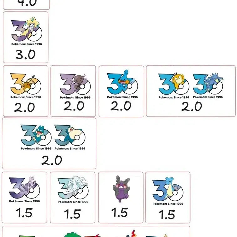 [BUNJANG] Pokemon 30th Anniversary Logo Stickers - Glaceon &amp; Others / 포켓몬 30주년 로고 스티커 양도 팩 글레이시아 외
