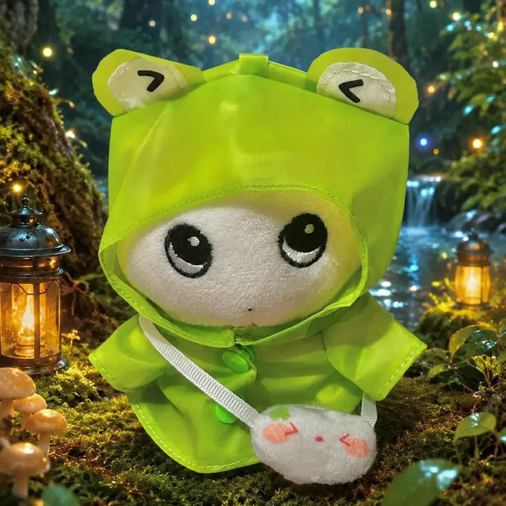 [BUNJANG] Frog Raincoat Set with Bag for 10cm Dolls / 개구리 우비 인형옷, 10cm인형옷 세트, 가방 세트