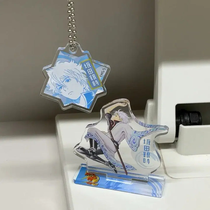 [BUNJANG] Gintama Jump Shop Original Art Acrylic Stand &amp; Charm Keychain Collection Gintoki Sakata / 은혼 점프샵 원화 아크릴 &amp; 참키링 컬렉션 사카타 긴토키