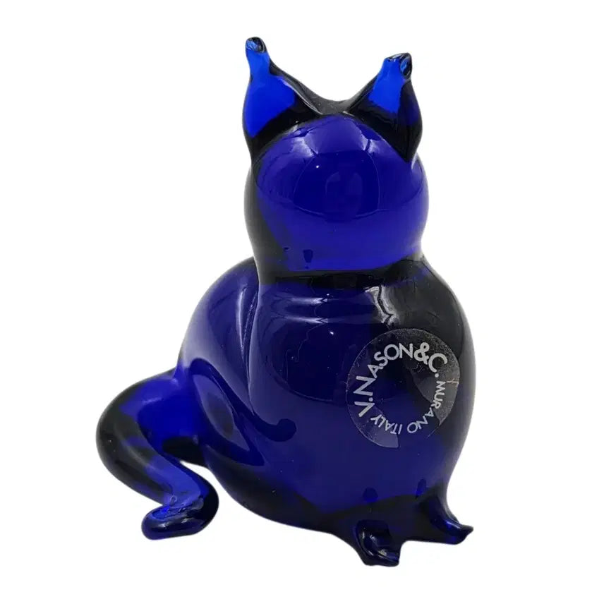 [BUNJANG] 1980s Italian Murano Cobalt Blue Glass Cat Art Object / 80s 이탈리아 무라노 코발트 블루 고양이 오브제