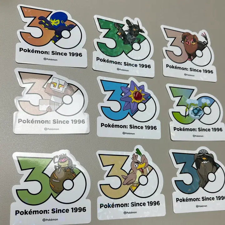 [BUNJANG] Pokemon 30th Anniversary Sticker Set / 포켓몬 30주년 스티커 (아쿠스타, 파오리, 깨비물거미, 스테솔트, 퍼퓨돈, 엑스레그, 케오퍼스, 마피티프, 구르데)