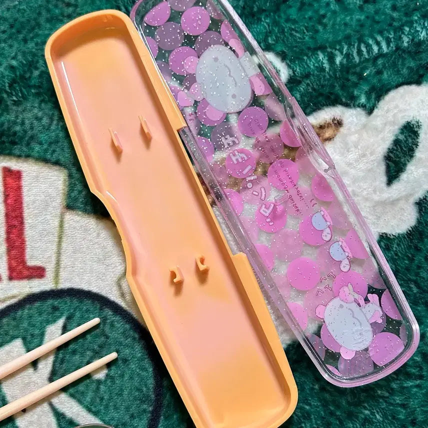[BUNJANG] San-X Momo Panda Cutlery Set Case / 고전문구 산엑스 모모판다 수저 세트 케이스