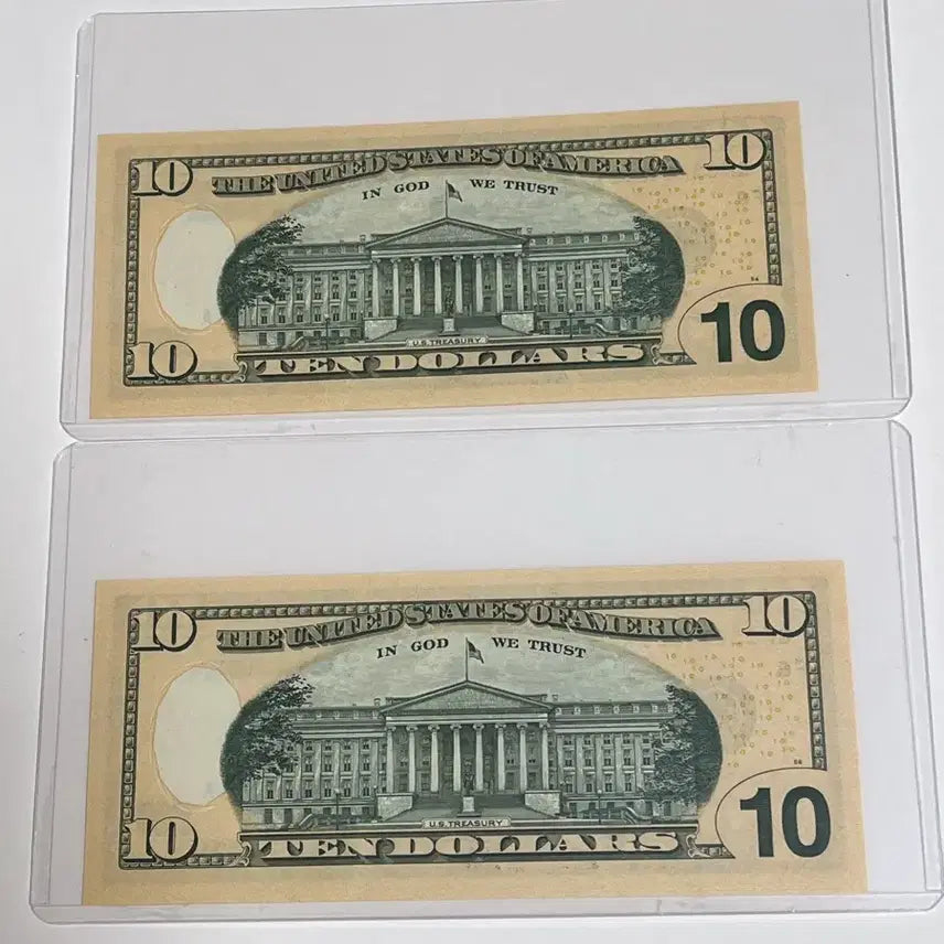 [BUNJANG] USA $10 Banknote Consecutive Pair Uncirculated with Protective Holders / 미국 10달러 지폐 2장 연번 완전 미사용 투명 보호홀더 포함