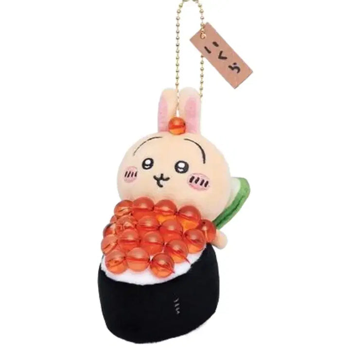 [BUNJANG] Chiikawa Usagi Salmon Roe Sushi Mascot Plush / 치이카와 팝업 우사기 연어알 초밥 스시 마스코트 인형 누이  / 가챠