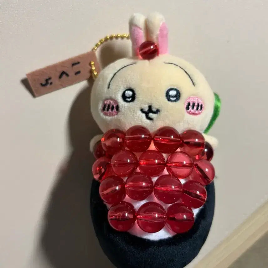 [BUNJANG] Chiikawa Usagi Salmon Roe Sushi Mascot Plush / 치이카와 팝업 우사기 연어알 초밥 스시 마스코트 인형 누이  / 가챠