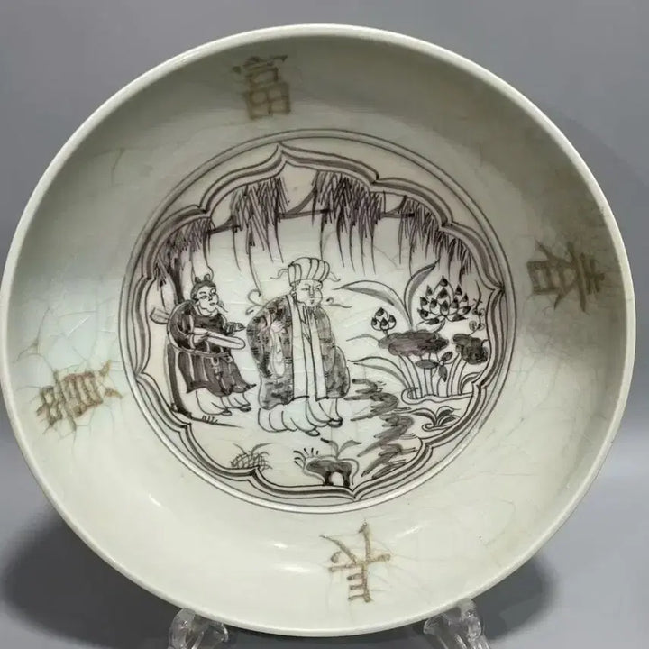 [BUNJANG] Antique Porcelain Plate with Figures / 유리홍인물문반 중국도자기 골동품