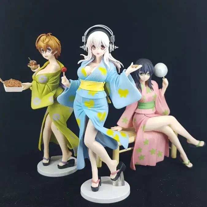 [BUNJANG] Super Rare Sonico Yukata 3-Figure Full Set (Opened, Genuine) / 일괄할인,초레어,피규어,소니코,유카타,풀세트,개봉,정품