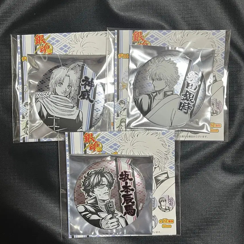 [BUNJANG] Gintama Jump Shop 3-Piece Badge Set (Kamui, Gintoki, Sakamoto) / 은혼 점프샵 캔뱃지 3종 (카무이 긴토키 사카모토)