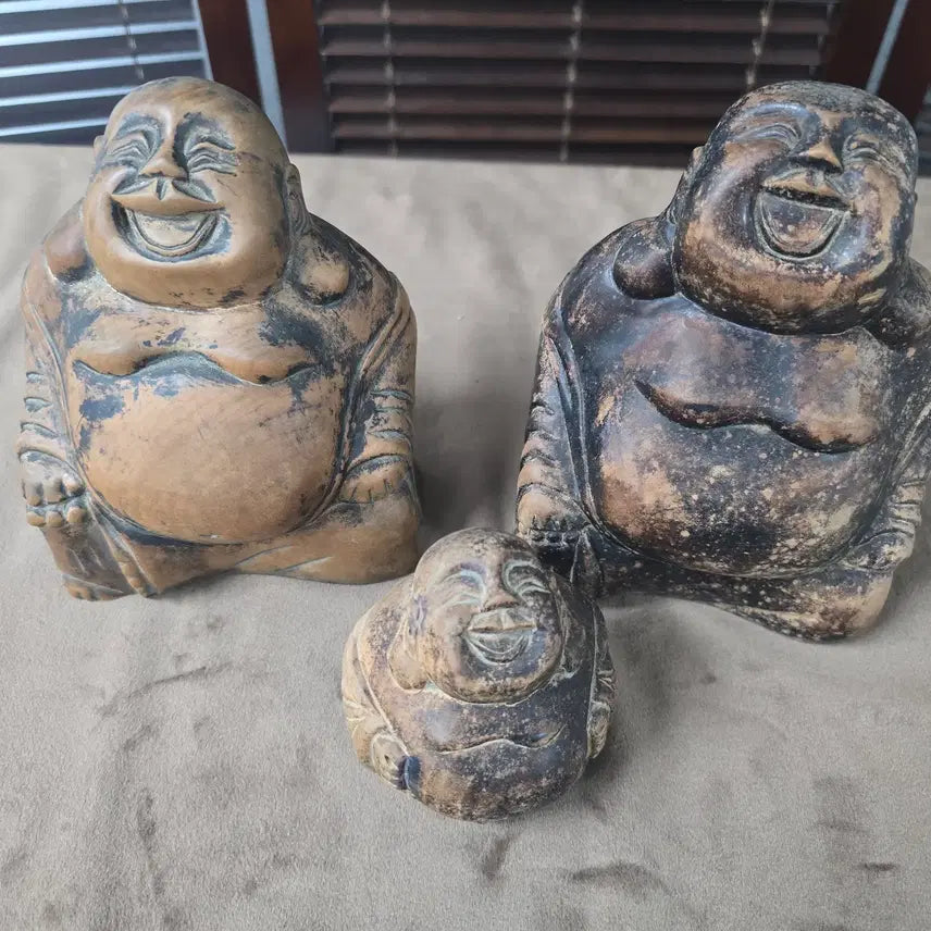 [BUNJANG] Budai Statue Set, Vintage Interior Props, Lucky Bag Sculptures / 포대화상 세트 빈티지 인테리어 소품, 복주머니 조각상