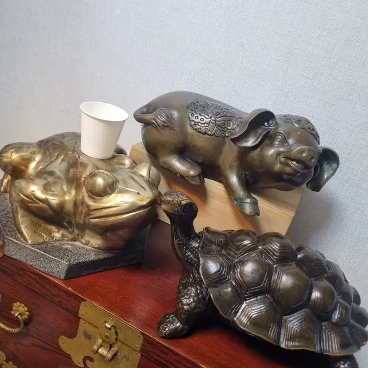 [BUNJANG] Bronze Turtle, Toad, and Pig Figurine Set / 대형 동 거북이 동 두꺼비 동 돼지 3점 일괄판매