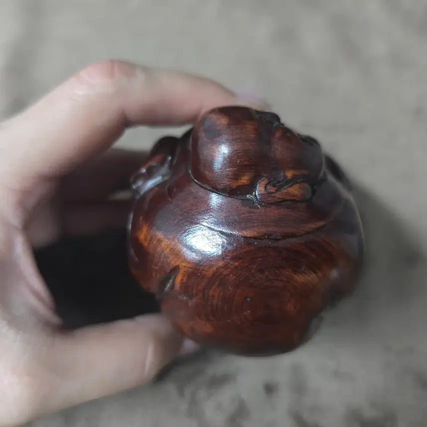 [BUNJANG] Vintage Wooden Carved Monk Figurine / 원목 포대화상 목조각 인테리어 소품 / 우드 오브제