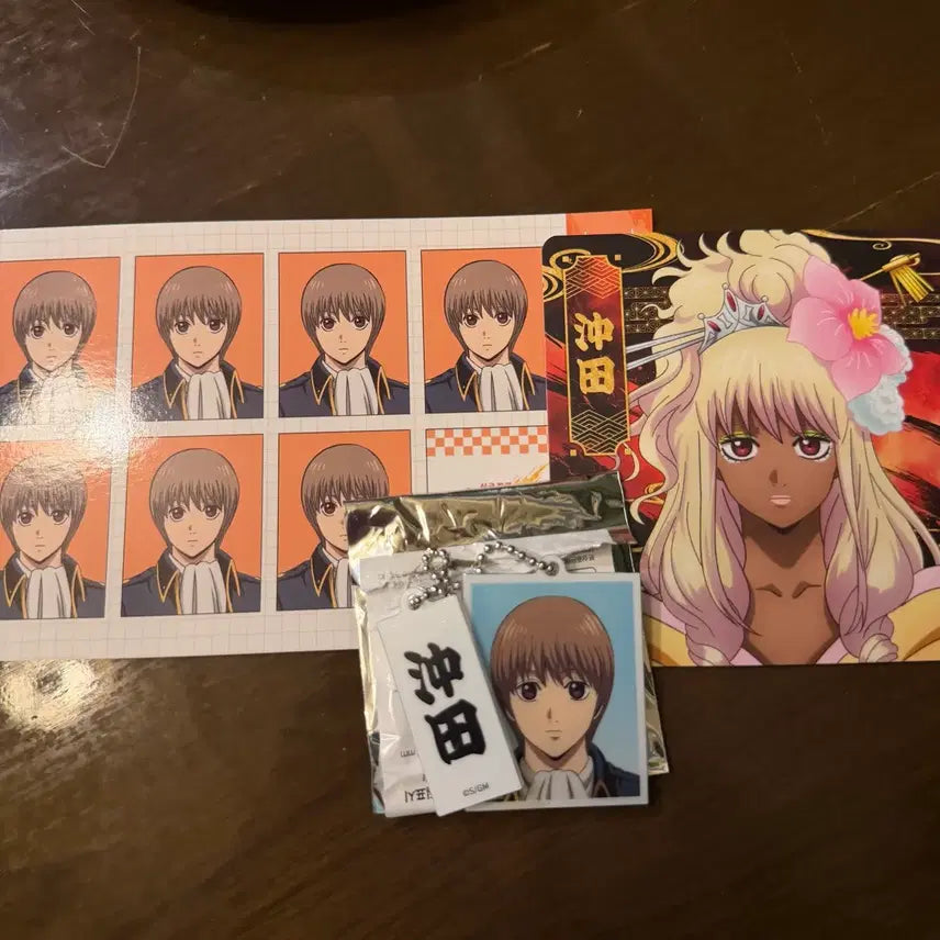 [BUNJANG] Gintama Yoshlwara Pop-Up Okita Sougo Photo Keyring &amp; Coaster Set / 은혼 요시와라 팝업 오키타 소고 증명사진 키링 코스터