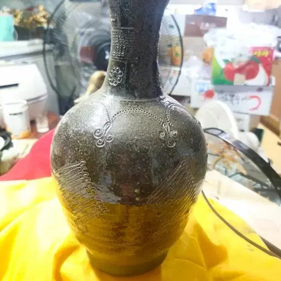 [BUNJANG] Silla Dynasty Inspired Stamped Pattern Decorative Vase (Reproduction) / 신라토기 양식 인화문 장식병 (재연품)