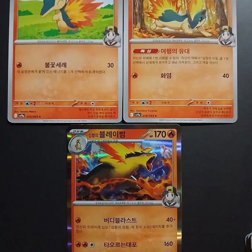 [BUNJANG] Pokemon Cards Typhlosion Magmortar Infernape Bundle Set / 포켓몬 카드 심향의 브케인 마그케인 블레이범 3장 일괄