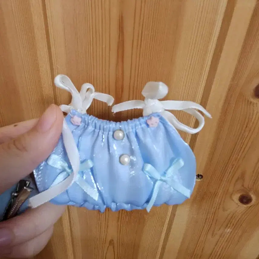 [BUNJANG] 10cm Doll Clothes with Blue Heart Hairpin / 10cm 솜인형 옷