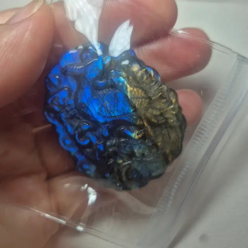 [BUNJANG] Carved Labradorite Phoenix (Un-drilled) / [수집용/명상용] 화려한 채광의 봉황 조각 래브라도라이트 (무타공)