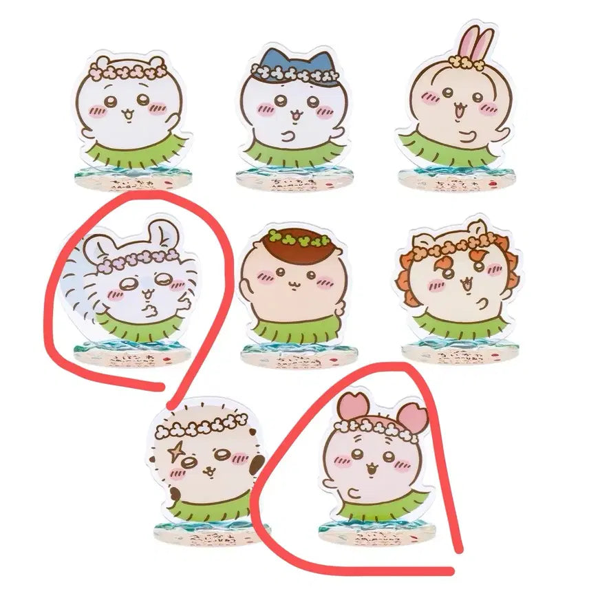 [BUNJANG] Chiikawa Mermaid Island Acrylic Stand Momonga &amp; Kani Set / 치이카와 인어의 섬 아크릴 스탠드 모몽가, 카니 세트