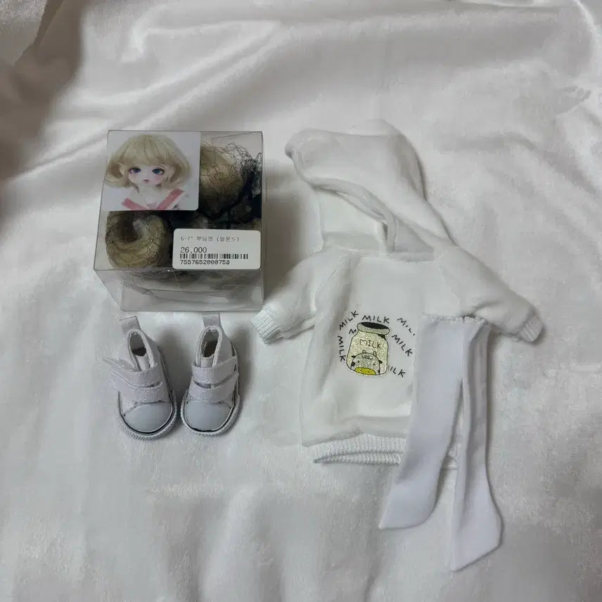[BUNJANG] Chubby Pudding Cut Wig, Outfit, and Shoes Set for USD Dolls / 구체관절인형 usd 가발+옷+신발