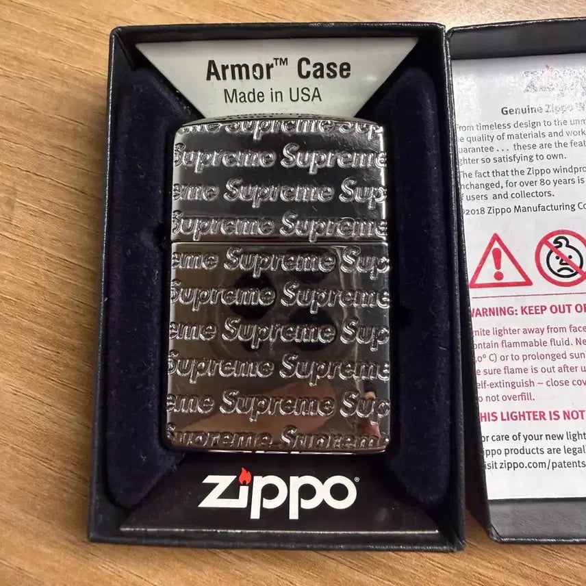 [BUNJANG] Supreme Repeat Engraved Zippo Silver / 슈프림 리핏 인그레이브드 지포 실버