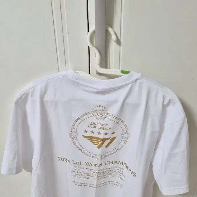 [BUNJANG] T1 2024 Worlds Victory V5 T-Shirt White / 새상품/보관만함] T1 2024 월즈 우승 기념 V5 티셔츠 화이트