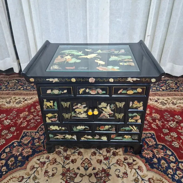 [BUNJANG] Asian Classic Stone Inlay Mother of Pearl Chest / 동양엔틱 아시안클래식 옥돌상감 나전칠기 머릿장
