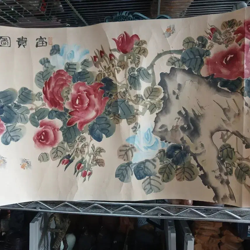 [BUNJANG] Korean Traditional Painting: Peony, Insect, and Rock / 부귀화도 동양화 수묵화