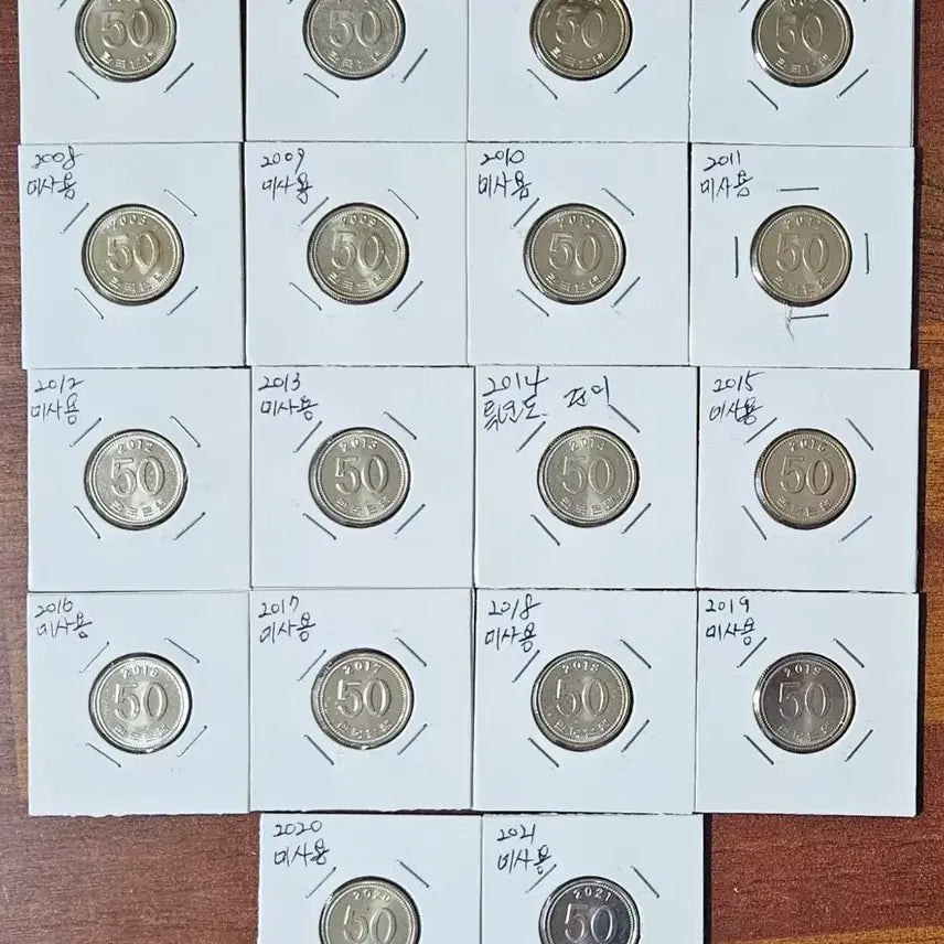 [BUNJANG] 1972-2021 50 Won Coin Set (Mixed Used and Unused) / 50원 동전 줄세우기(1972년부터 2021년)사용제,미사용제 혼합